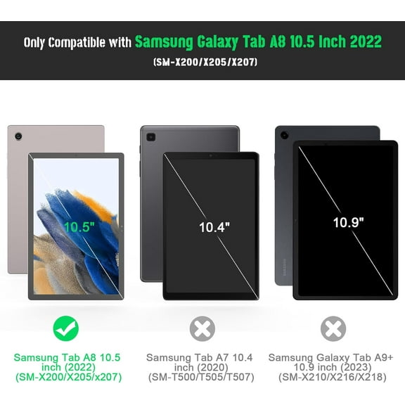 TG1302THT-Rantice Galaxy Tab A8 Case with Kickstand, Hybrid Shockproof Rugged Cover for Samsung A8 Tablet, 10.5 Inch (SM-X200/X205/X207), Black Blue