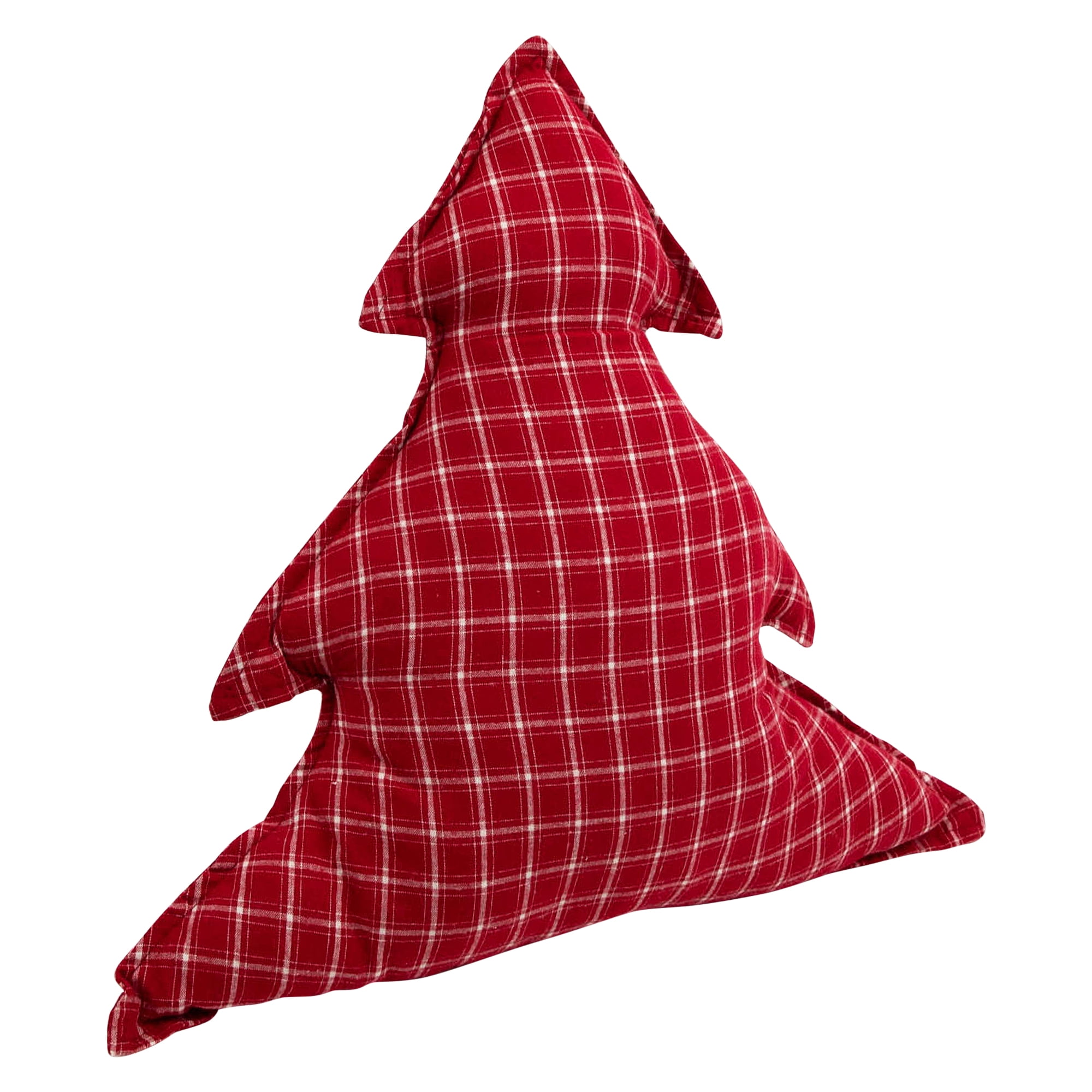 Plaid Tree Christmas Throw Pillows - 17" x 14.5" - Red and White - Set of 2