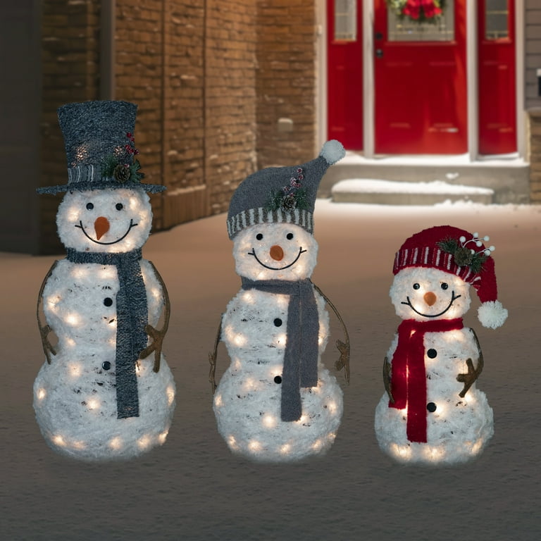独特な店 Northlight Set de 3 Snowman, Decoración Navideña Iluminado アイドルグッズ