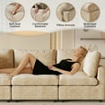 thumbnail image 5 of Magic Home 100.5" Modular Sectional Sofa, Modern Chenille L Shaped Cloud Couches Khaki Couch for Living Room, Apartment, Office, 3-Seat, Khaki, 5 of 11