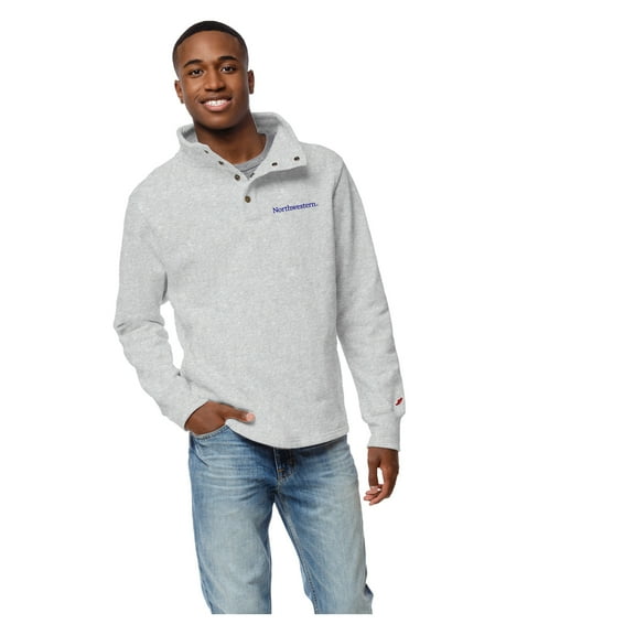 Men's League Collegiate Wear Ash Northwestern Wildcats 1636 Fleece Quarter-Snap Pullover Sweatshirt