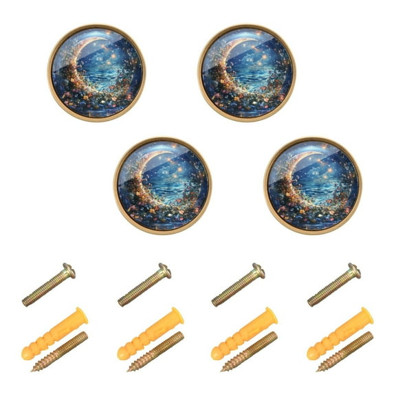 Yayeee 8 Pack Cabinet Knobs with Screws Round Zinc Drawer Pulls for Kitchen, Crystal Moon