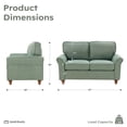 thumbnail image 6 of Bonzy Home 2-Pack 57'' Loveseat Sofa, 2-Seater Couch for Living Room, Comfy Upholstered Sofa Couch for Small Space, Apartment, Office, Green, 6 of 8