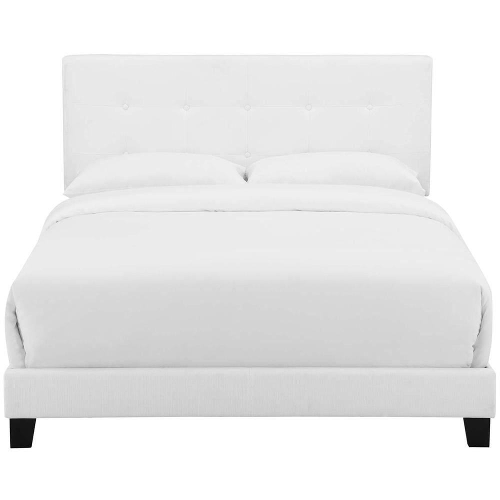 Modway Amira King Modern Upholstered Polyester Fabric Bed in White