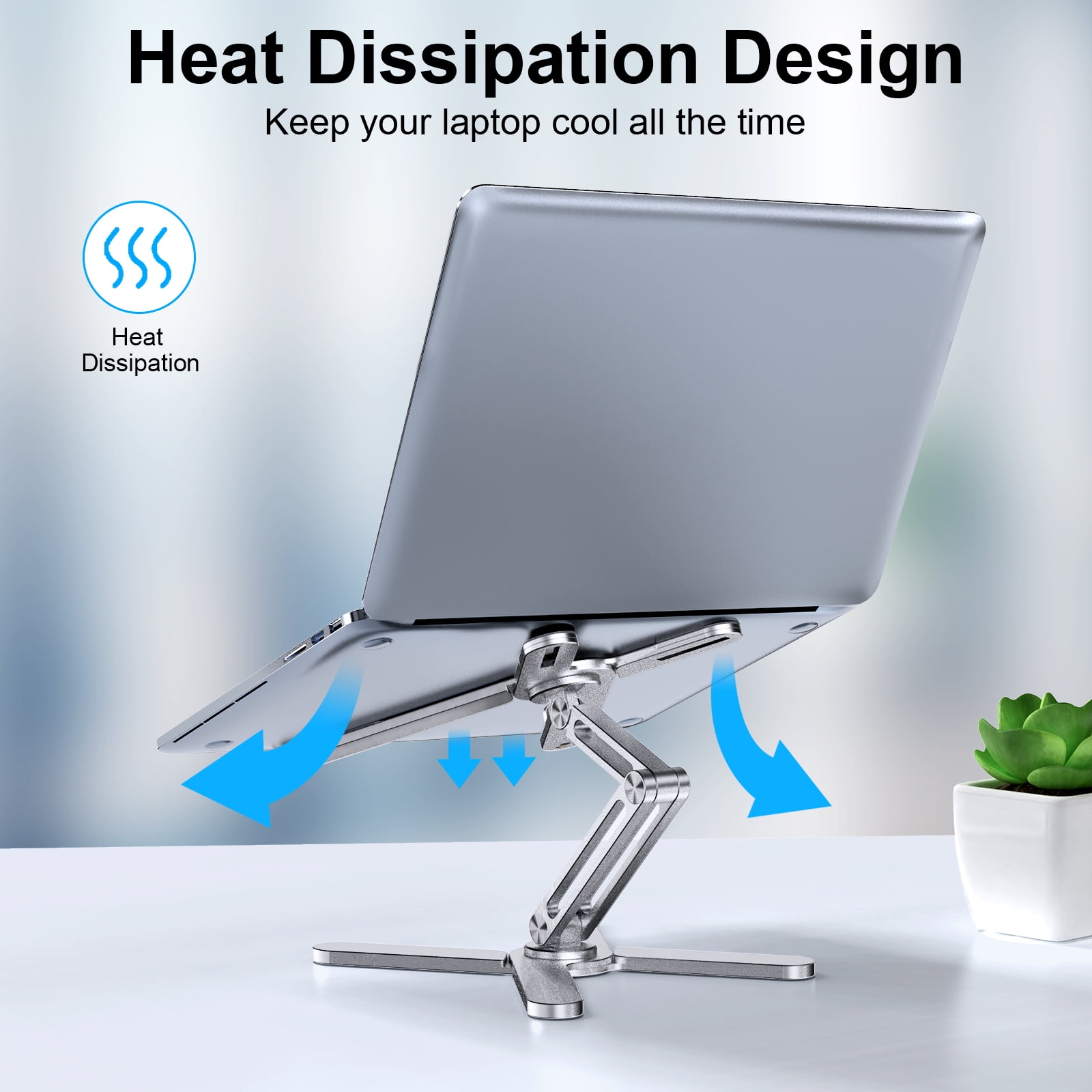 LIENS Adjustable Laptop Stand with 360 Rotating Base, 16"