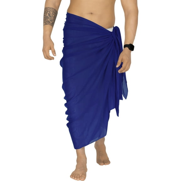 HAPPY BAY Men's Pareo Standard Swimsuits Sarong Full Beach Wrap One Size Mary Blue-M34 Summer Vacation Party
