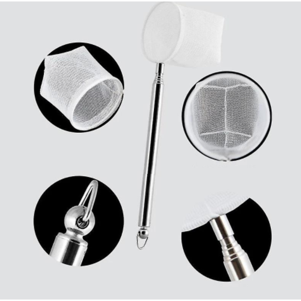 Stainless Fish Net Fish Shrimp Skimming Net Expandable Fine Mesh Stainless Steel Handle ...