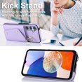 thumbnail image 2 of Phone Case for Samsung Galaxy A14/M14 5G Wallet Cover with Screen Protector and Ring Stand Credit Card Holder Slot Crossbody Strap Lanyard Leather Cell A 14 4G 14A 14M G5 Women Girls Purple, 2 of 14