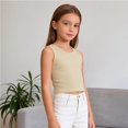 thumbnail image 5 of CPNG Girls Tank Tops Ribbed Sleeveless Crew Neck Solid Color Undershirts Camisole Bow Embroidery Lace Trim Cute Summer Cami, 5 of 8