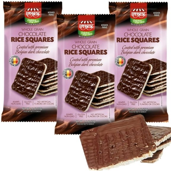 Chocolate Covered Cakes Squares, Whole Grain, Dairy, Gluten, Kosher, Low Calorie, 2.6 oz, Pack of 3