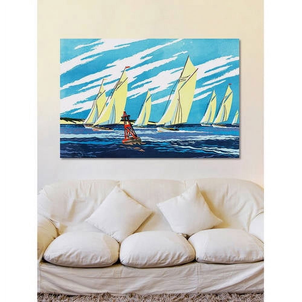 "Yellow Sailboats" Painting Print on Wrapped Canvas