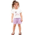 thumbnail image 5 of Bellafa 2-7Y Girls Summer Outfits 100% Cotton Toddler Short Sleeve T-Shirt and Elastic Waist Shorts 2 Piece Clothing Sets, 5 of 8