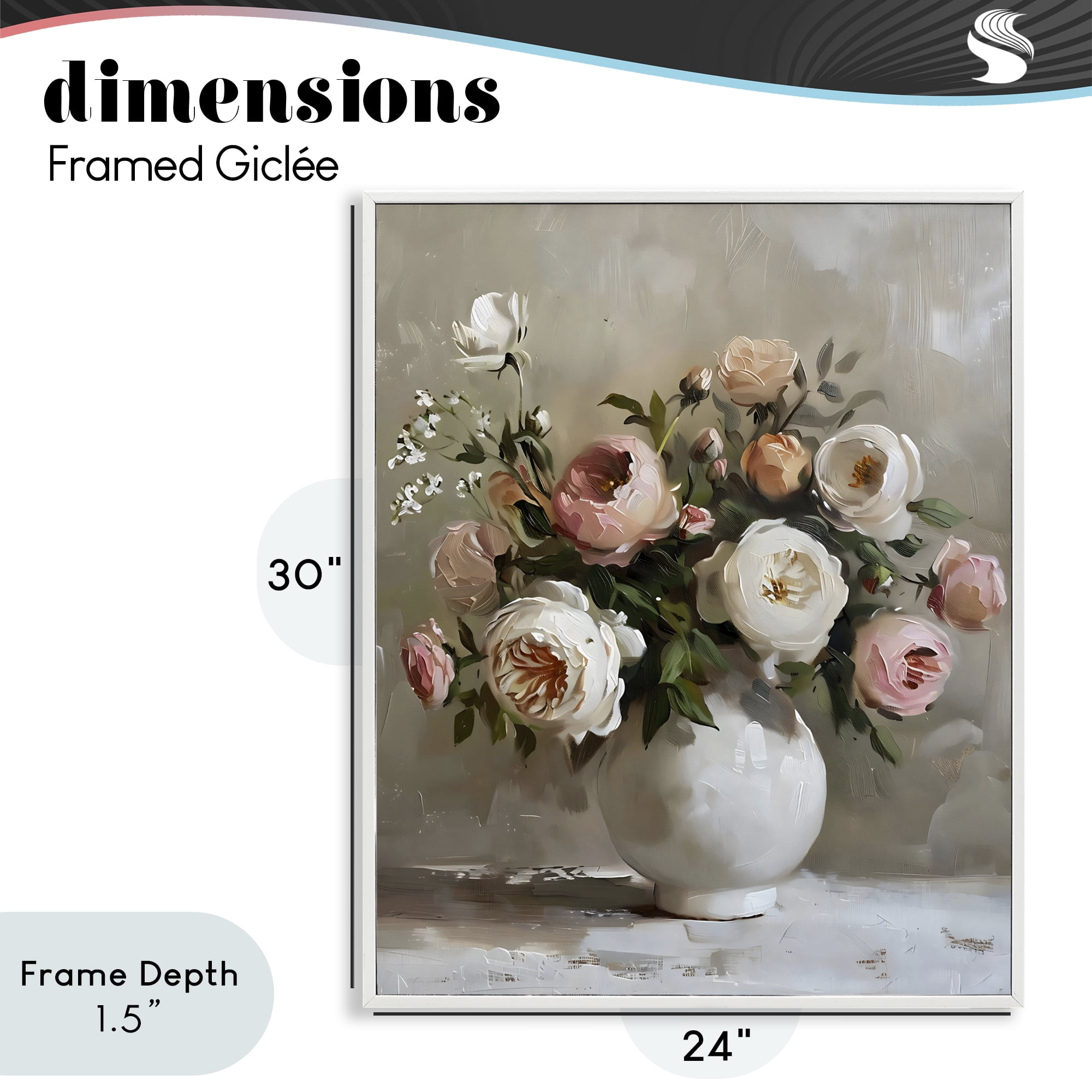 Stupell Industries Peony Blooms Bouquet Vase White Framed Giclee Art, design by Creative Studio