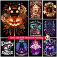 thumbnail image 2 of Pintura de diamante AB de gato negro de Halloween, bordado de dibujos animados, arte de fantasía, punto de cruz, mosaico, decoración del hogar, regalo hecho a mano, 2 of 4