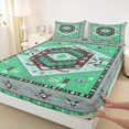 thumbnail image 3 of Manfei Rustic Western Aztec Queen Sheet Sets,Vintage Geometric Floral Flat Sheet,Green Gray Queen Fitted Sheet For Men Women,Breathable Home Decor,4 Pieces, 3 of 7