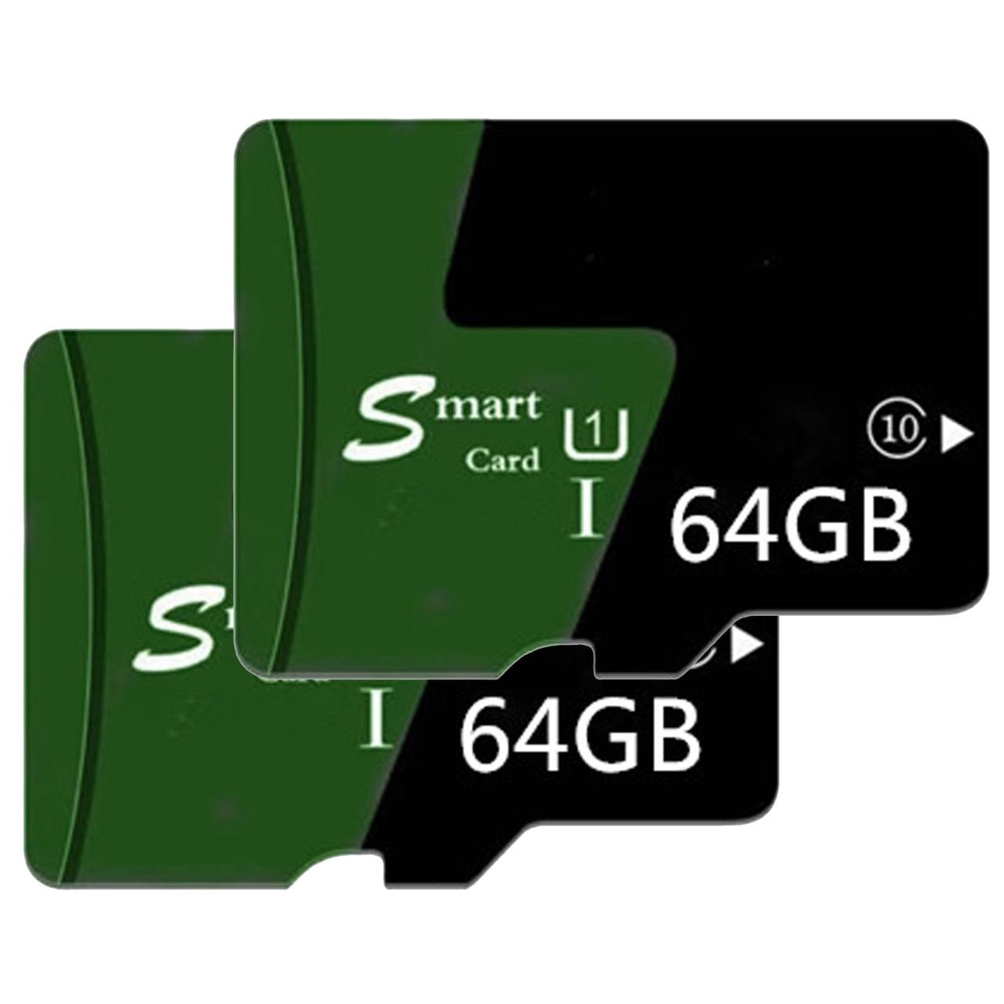 64GB/2Pack Micro SD Card TF Card with Adapter Class 10 High Speed Memory Card for Phones and Camera Green/Black