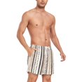 thumbnail image 4 of FORMRS Mens Swim Trunks Mesh Liner Quick Dry Casual Beach Board Shorts with Pockets, Sizes S-2XL, Brown Abstract Stripes, 4 of 9