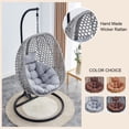 thumbnail image 6 of SUDICA Outdoor Hanging Rattan Egg Chair with Stand, Gray Wicker Swing Chair with Cushion for Balcony or Garden, 6 of 8