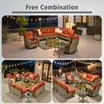 thumbnail image 4 of Ovios 10 Pieces Outdoor Patio Furniture All-Weather Wicker Sectional Conversation Set with Swivel Chairs & Solar Coffee Table, Orange Red, 4 of 11