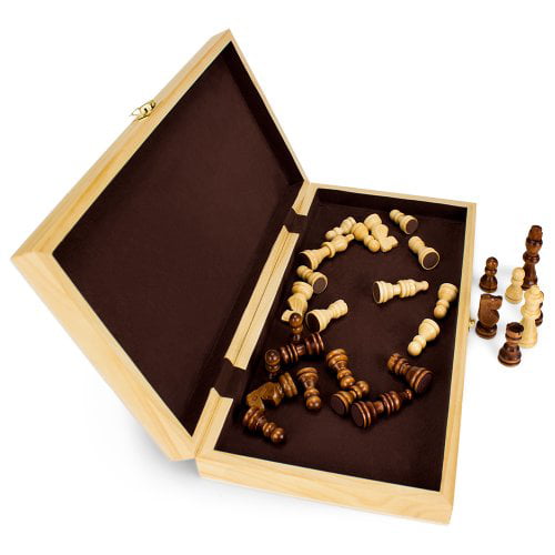 Brybelly Natural Wooden Folding Chess Game with Staunton Wood 