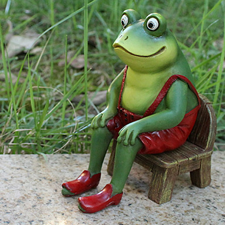 Yirtree Creative Craft Resin Frog Figurine Decor, Frog Sitting On Chair  Statue Drinking Coffee Sculpture Statue, Personalized Collectible Figurines  Mascot Frog for Indoor Garden Decoration 