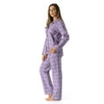 thumbnail image 2 of #FollowMe Printed Flannel Button-Front PJ Pant Set  Classic, Cozy Sleepwear (Grape - Plaid, Small), 2 of 3