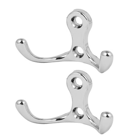 Zinc Hanger - Uxcell Wardrobe Closet Zinc Alloy Double Hooks Wall Hanger Household Hardware 2pcs