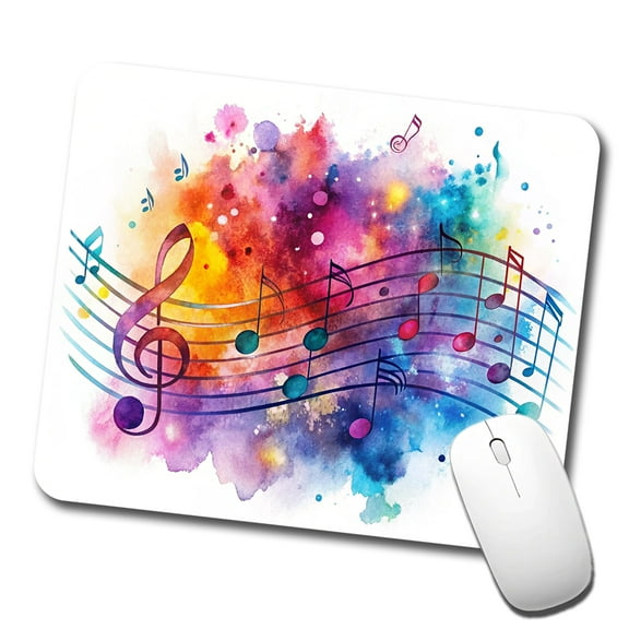 Rock And Roll Music Notes Watercolor Mouse Pad Low Profile Gaming Mat