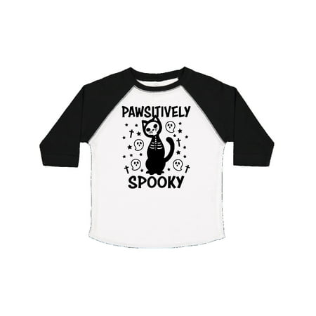

Inktastic Pawsitively Spooky Skeleton Cat with Ghosts and Crosses Gift Toddler Boy or Toddler Girl T-Shirt