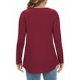 thumbnail image 3 of Fantaslook Plus Size Womens Tunic Tops Eyelet Dressy Long Sleeve Shirt Pleated Crew Neck Blouses Curved Hem Fall Outfits, 3 of 7