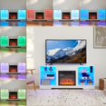 thumbnail image 6 of [Luckynote]TV Stand Electric Fireplace TV Stand with Glass Shelves, 3D Fireplace TV Stand with LED Lights Wood with USB Charging Outlet Modern Television Table Center for TV up to 32-62" White, 6 of 10
