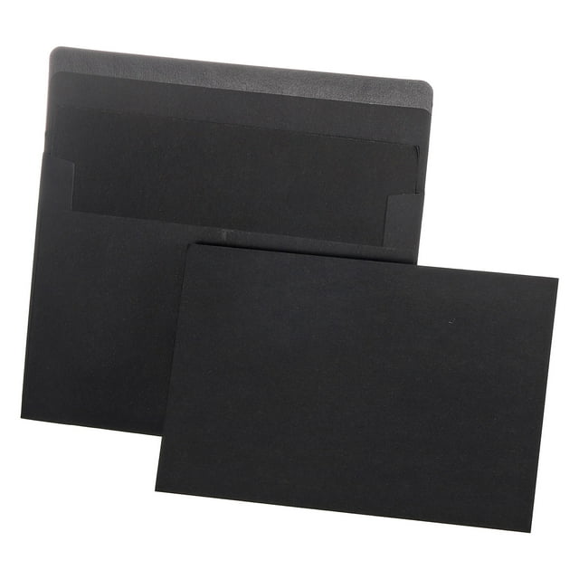 Unique Bargains Blank Cards and Envelopes 4x6, 100 Set Blank Note Cards and Envelopes Bulk Thank You Cardstock for DIY, Black