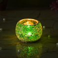 thumbnail image 1 of Handcrafted Mosaic Glass Decorative Tea Light Holder Or Diya, Green, 1 of 4