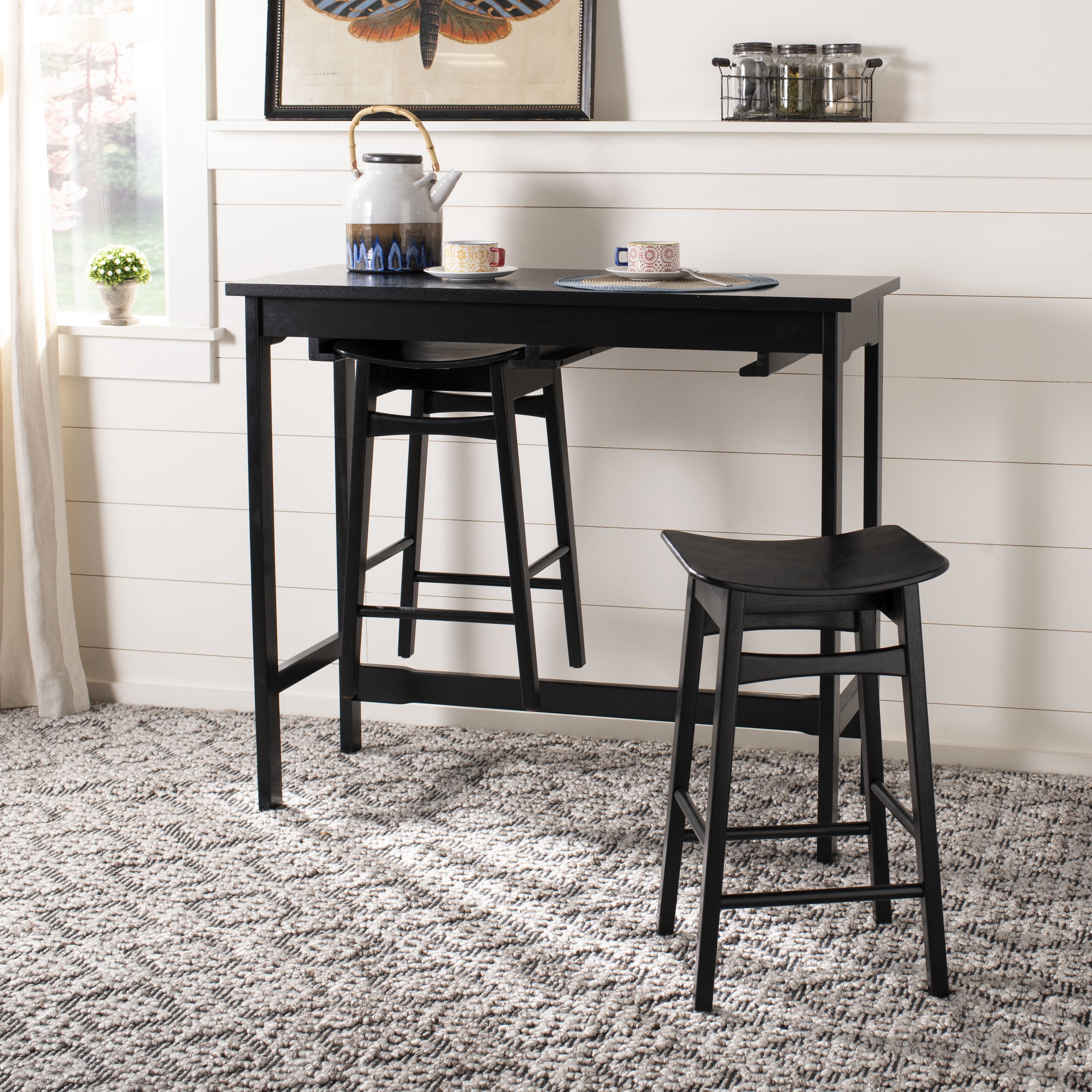 SAFAVIEH Colbie 3 Piece Easy Storage Solid Pub Set, Black