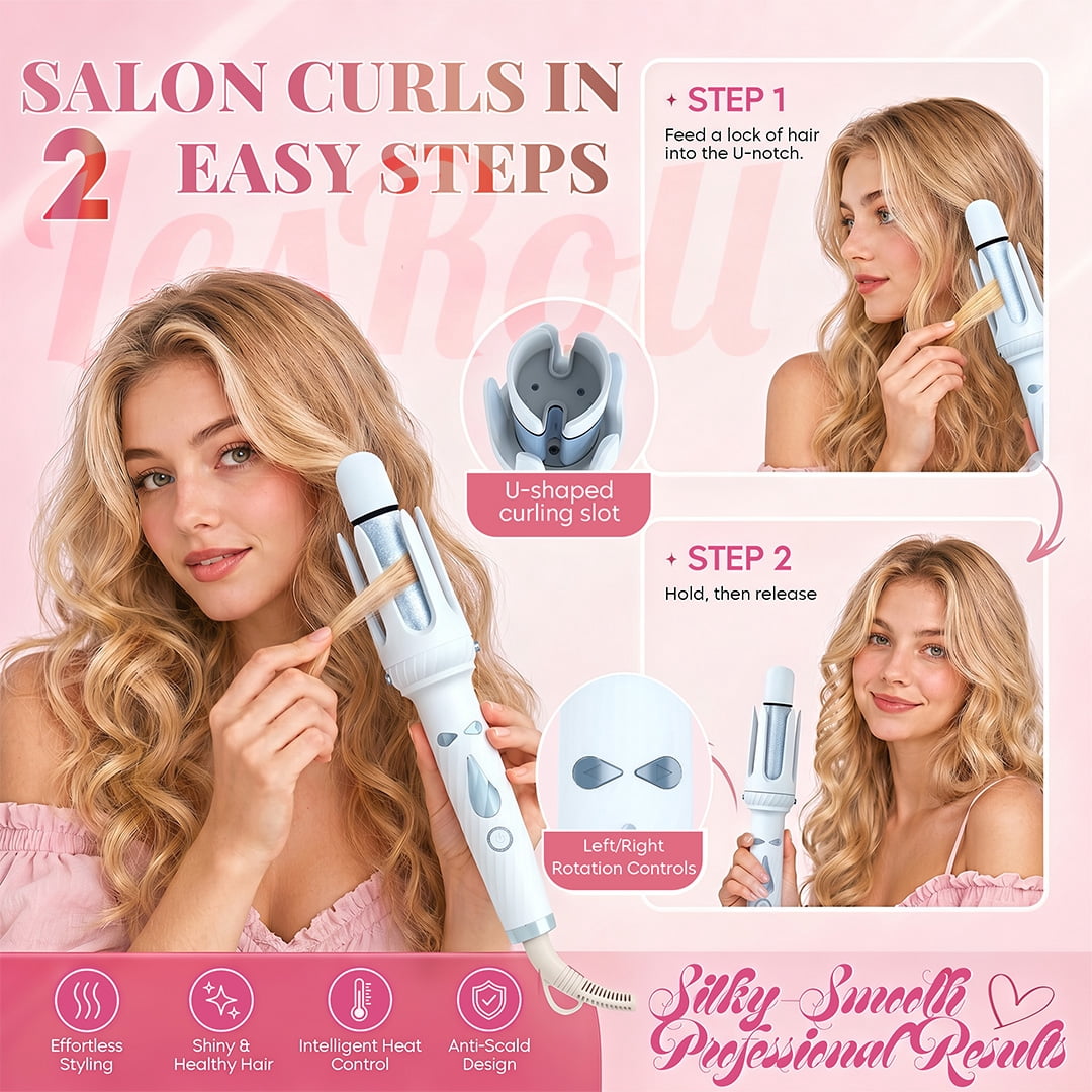 3-in-1 Curling Iron & Straightener Brush Kit – 1” & 1.25” Barrels for Beach Waves, Loose Curls & Smooth Hair