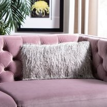 SAFAVIEH Indoor/Outdoor Modern Glam Shag Pillow, 12" x 20", Silver