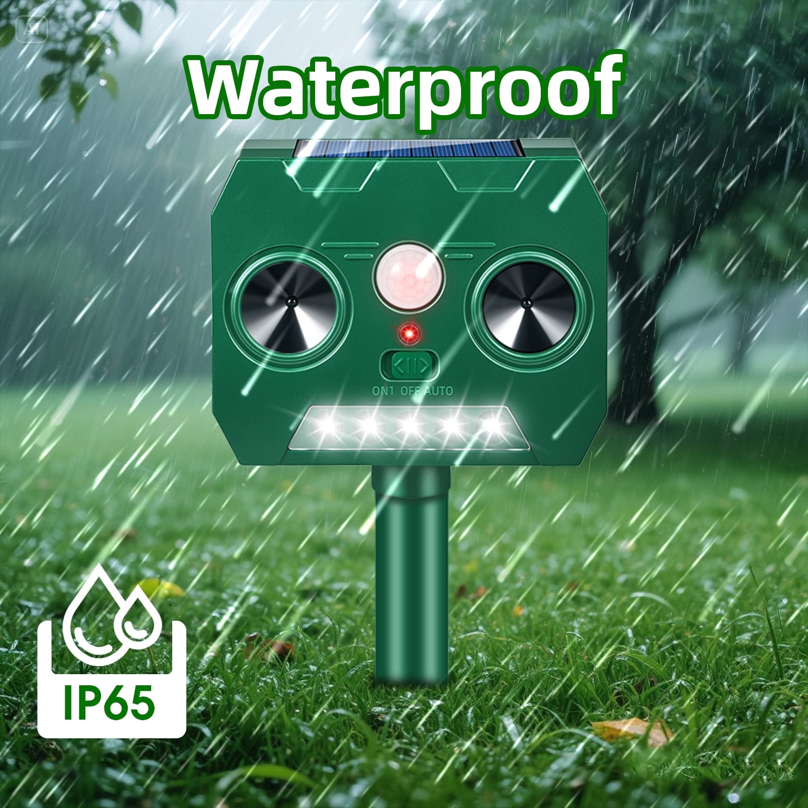 JahyEelc Animal Repellent,2 pack Outdoor Ultrasonic Solar Device Motion Sensor Loud Sound Waterproof - Effective Animal Deterrent - Protect Your Property