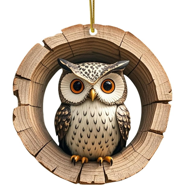 Decoraciones Del Árbol de Navidad Animales Imprimir Acrílico Oval Ornamentos, 8cm Animales Del Bosque Decoraciones para Corona de Árbol, Ornamentos Del Árbol de Navidad Regalo de Recuerdo en la Caja E