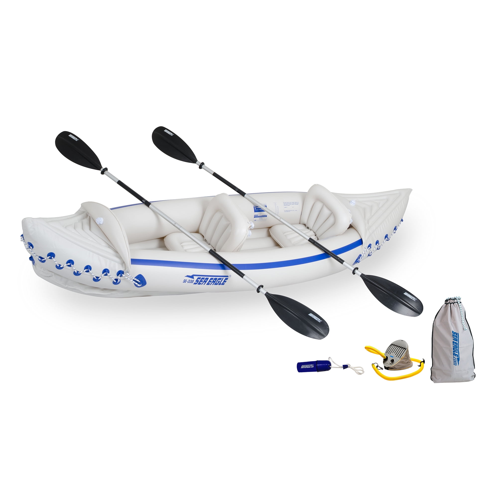 Open Box SEA EAGLE 370 Professional 3 Person Inflatable Sport Kayak Canoe Boat 