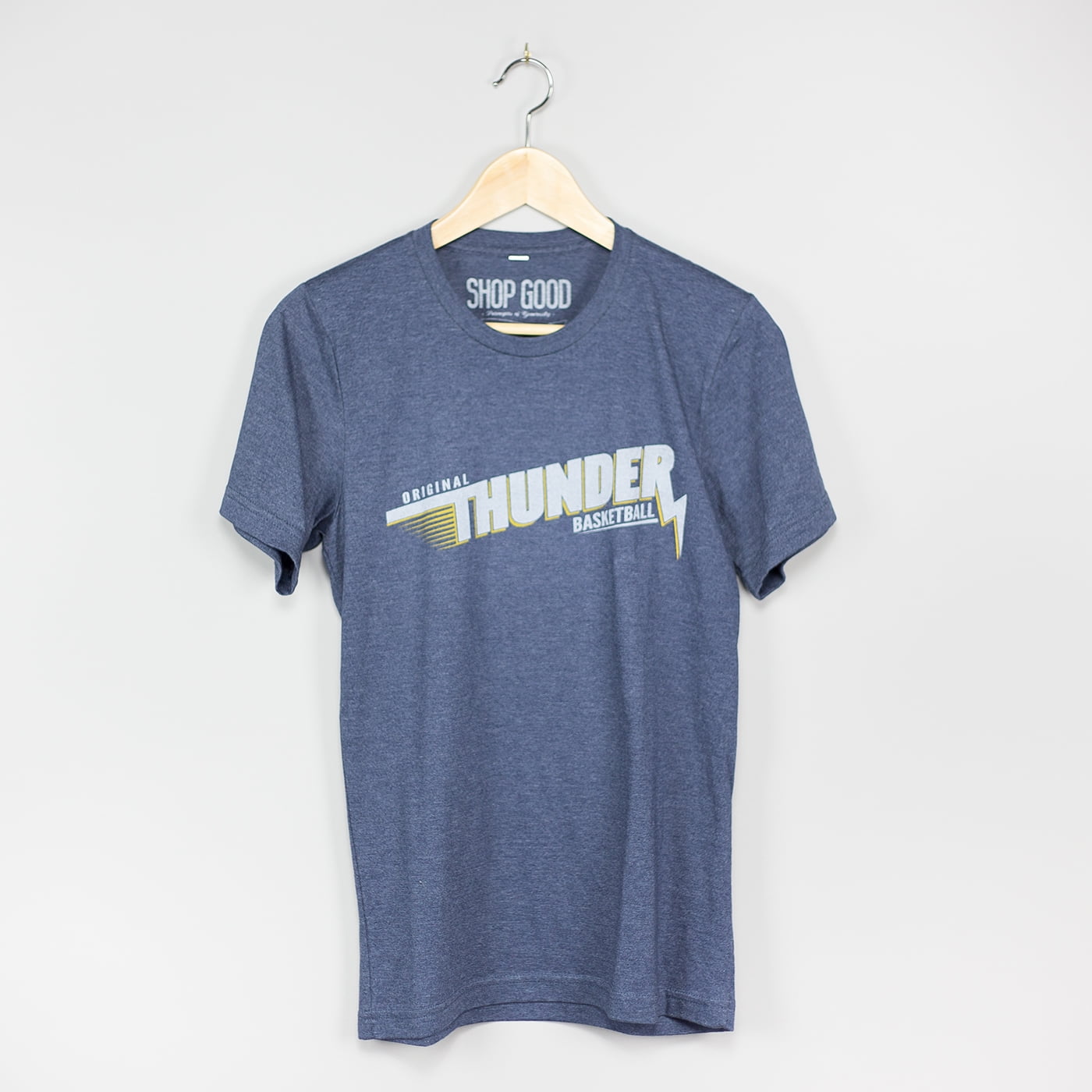 Unisex Men and Women Throwback Thunder Shirt OKC Oklahoma City Adult Heather Navy by Shop Good by Shop Good