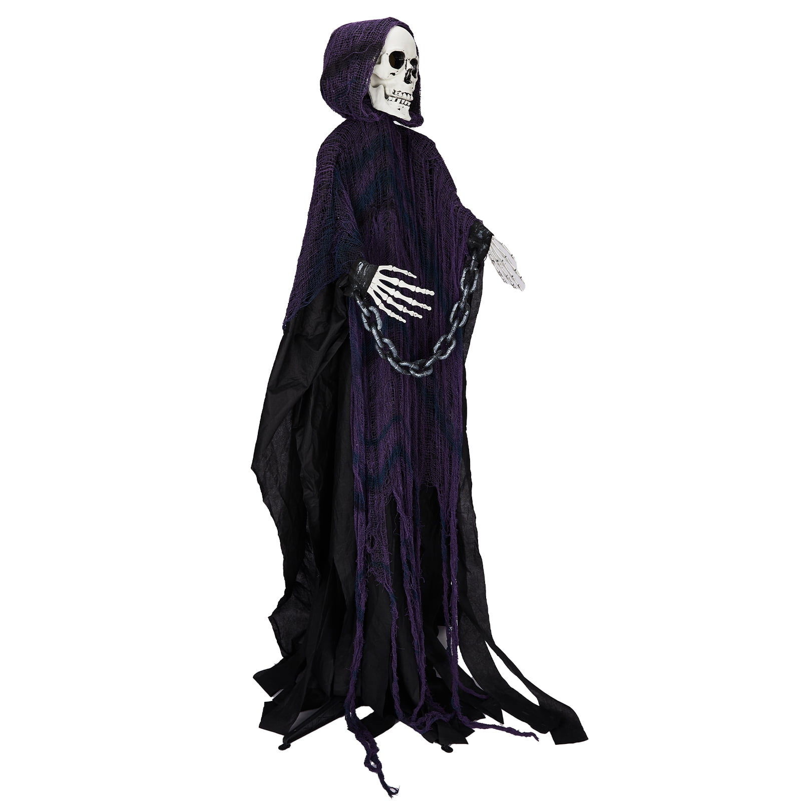 Astoutdoor 6 ft Halloween Animatronic Grim Reaper, Sound-Activated Outdoor Decoration with Chain
