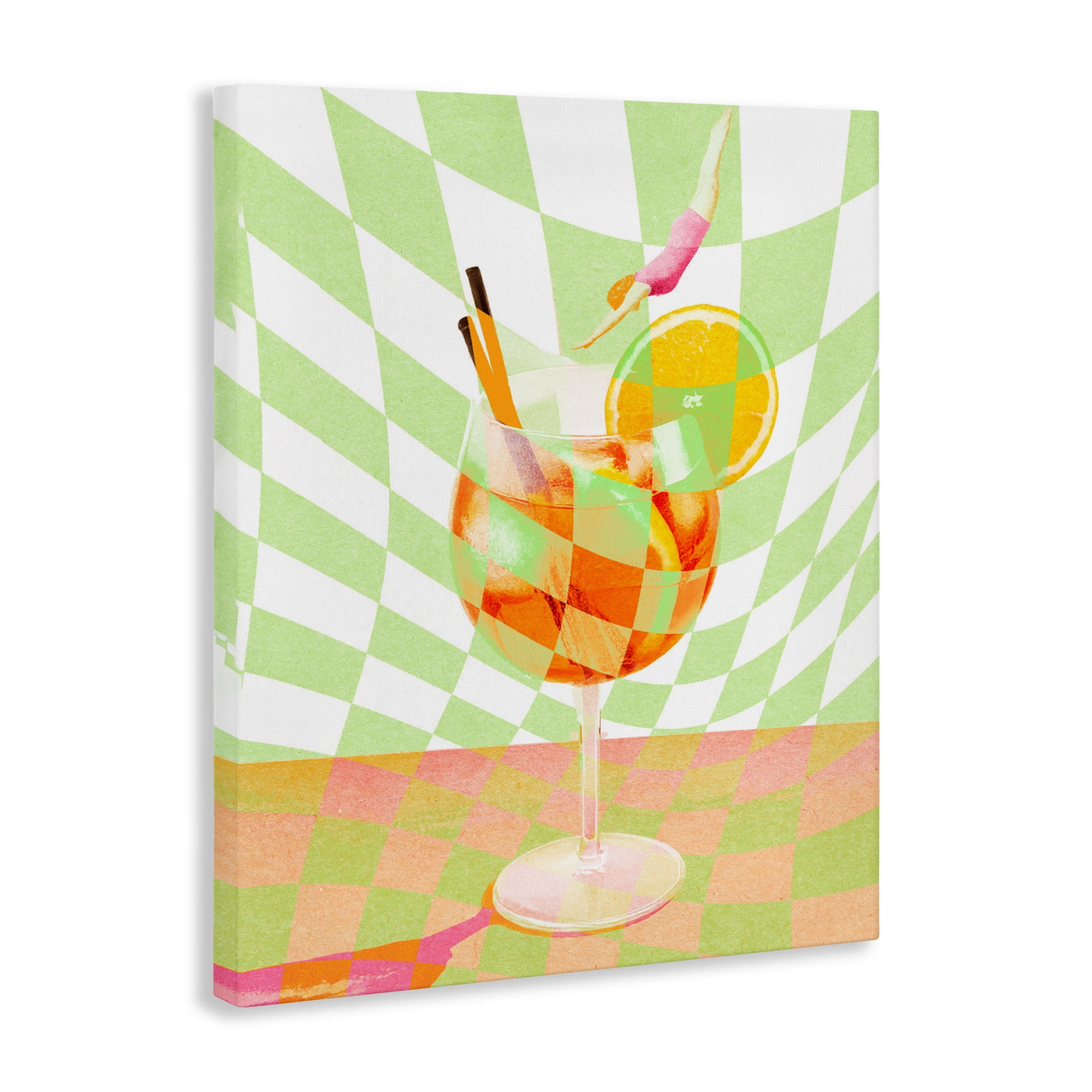 Retro Swimmer Summer Cocktail Canvas Wall Art, design by Lil' Rue