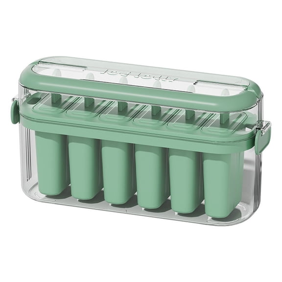 Reusable Popsicle Molds Set 6 Cavity Ice Pop Maker for Homemade Frozen Treats Easy Release Portable Ice Cream Mold (Green,Beige)