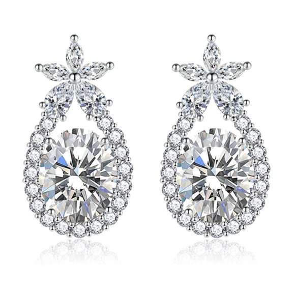 Vireellx Diamond Earrings for Women S925 Silver Needle Yellow Diamond Flower Earrings Water Drop Earrings Jewelry for Her Birthday Christmas Gift