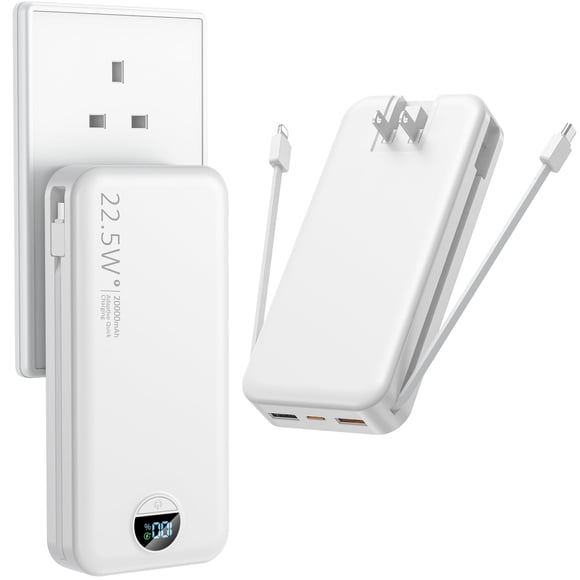 Cargador portátil Ffnpua 20000 mAh USB C Power Bank con enchufe de pared