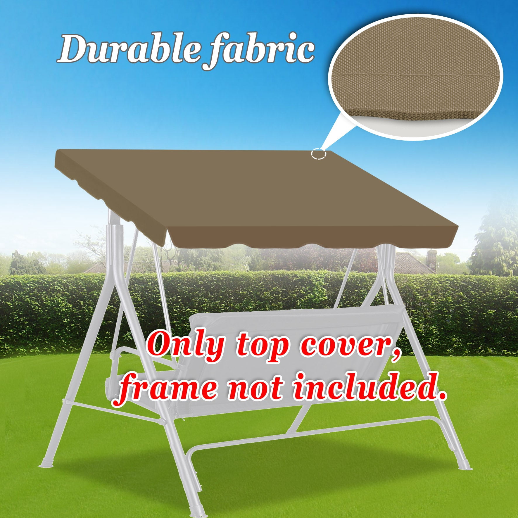 ALUVIERA Canopy ONLY Swing Chair Awning Outdoor Swing Cover Outdoor Patio Swing Canopy Replacement Porch Top Cover for Seat Furniture (73'X52', Taupe)