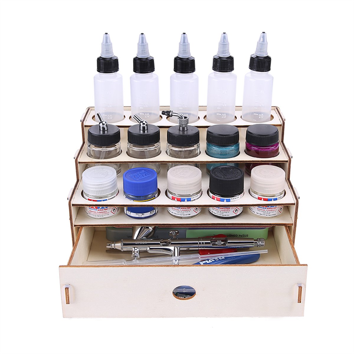 Wooden Paint Rack Stand Pigment Ink Bottle Paints Tool Storage with