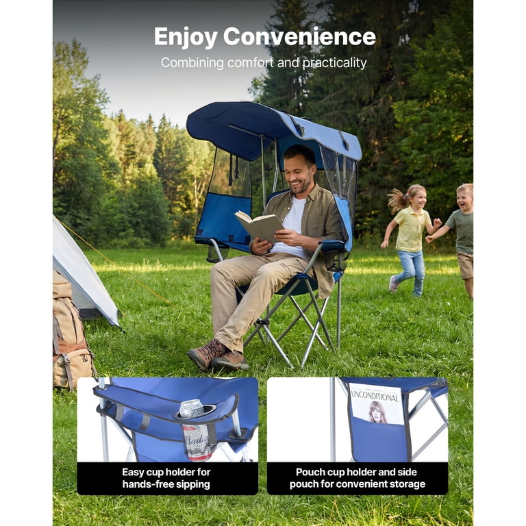 KFFKFF Folding Camping Chair with Canopy, 330 Lbs Capacity photo 5
