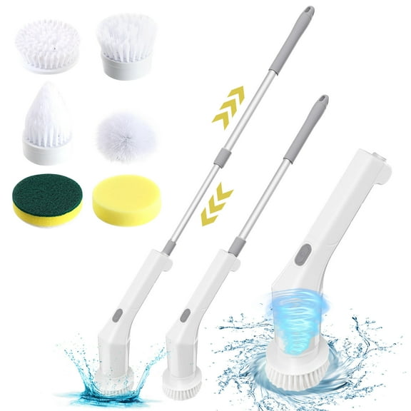 XGFHYJEH Electric Spin Scrubber, Cordless Cleaning Brush, Spin Scrubber Brush, Power Spin Scrubber, Bathroom Scrubber Electric, Extension Scrubber With 6 Brush Heads