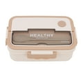 thumbnail image 3 of Plastic 3 Compartment Lunch Box 1000ml Microwave Safe Bento Box for Kids Adults Students Office Worker Beige, 3 of 14